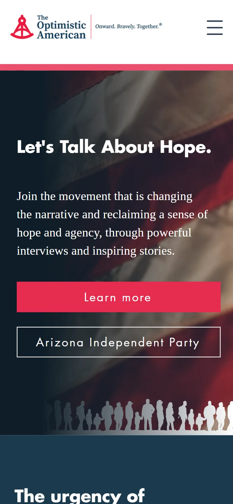 The The Optimistic American website on a phone